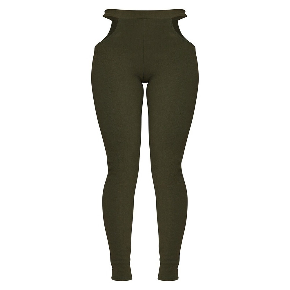 Pretty Little Thing Olive Bandage Rib Cut Leggings - Size 8 - NEW ! - Picture 4 of 16